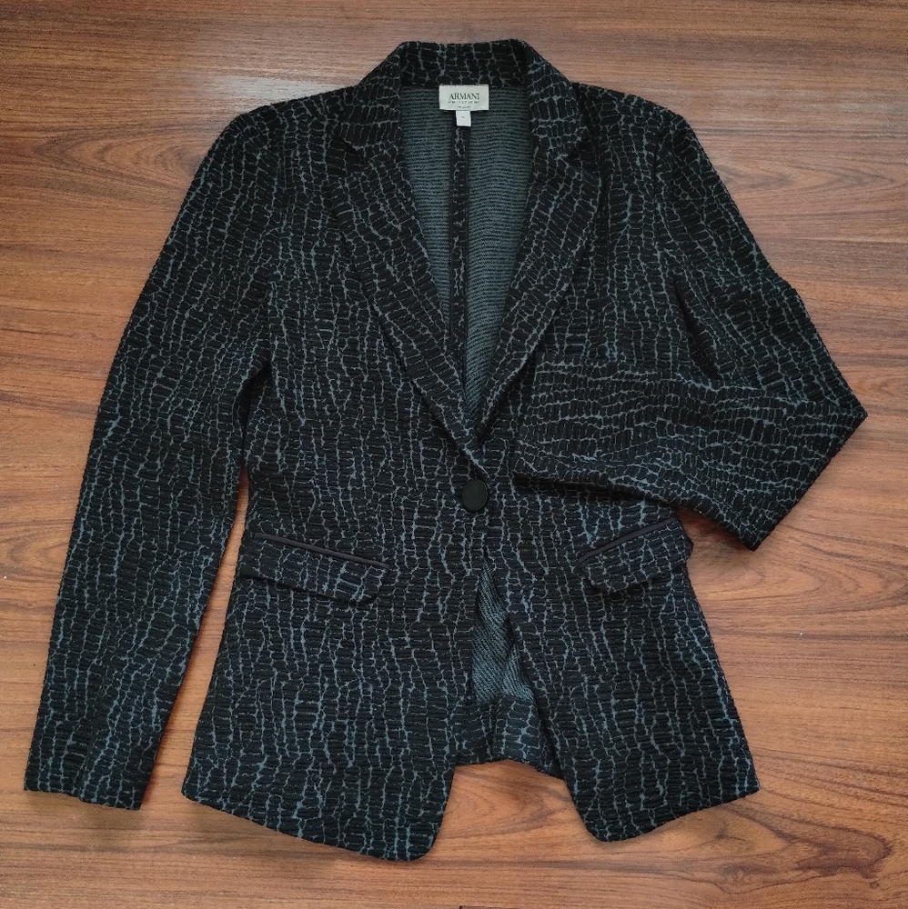 Armani Colleizoni Black Textured Blazer
